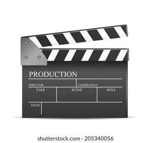 Black cinema clapper isolated