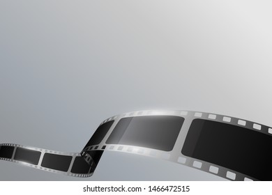 Black cinema film strip with different shape effect and empty space for your text. Movie film reel or film stripe isolated on white background. Old movie cinema banner design. Vector cinema festival.