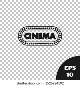 Black Cinema poster design template icon isolated on transparent background. Movie time concept banner design.  Vector Illustration