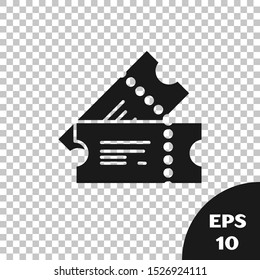 Black Cinema ticket icon isolated on transparent background.  Vector Illustration