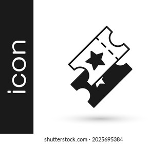 Black Cinema ticket icon isolated on white background.  Vector