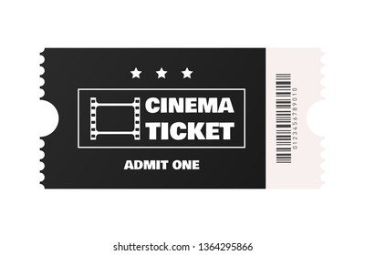 Black cinema ticket isolated on white. Vector