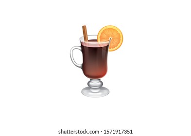 Black cinnamon Tea illustration with lemon mojito mocktail Glass cup.