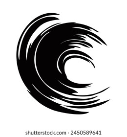 Black circel paint brush texture. Grunge round brush stroke. Vector illustration