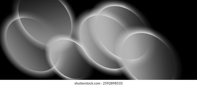 black circle abstract background overlapping layers on bright space with line effect decoration. Circle style concept modern graphic design element for banner, flyer, card. vector