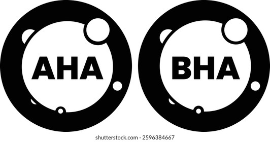 Black Circle AHA BHA Active Ingredients Icon for Beauty Products