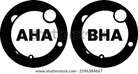 Black Circle AHA BHA Active Ingredients Icon for Beauty Products