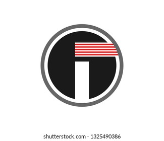 black circle alphabet initial "i" typography logo design