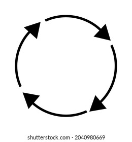 Black circle arrow. Circular design. Forward icon. Isolated symbol. Line art. Vector illustration. Stock image.