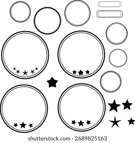 Quadro de Crachá de Círculo Preto Definido com Estrelas, Modelo de Rótulo de Estrutura de Tópicos