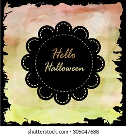 Black circle banner on light pink green vintage Halloween background