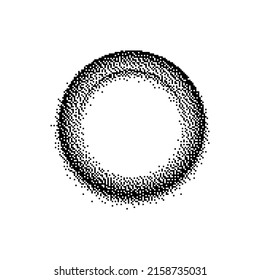 Black circle in bitmap style on white backfround.