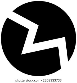 Black circle with break or crack icon. Monochrome flat round vector logo isolated on transparent background - Powered by Shutterstock - Get 15% off with code: PIKWIZARD15