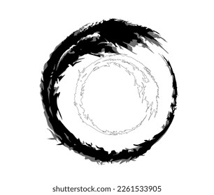círculo negro con pincel sobre fondo blanco