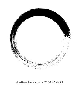 Black circle brush. For stamp, seal, ink and paintbrush design template. Round grunge hand drawn circle shape
