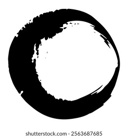 Black circle brush stroke. For stamp, seal, ink and paintbrush design template