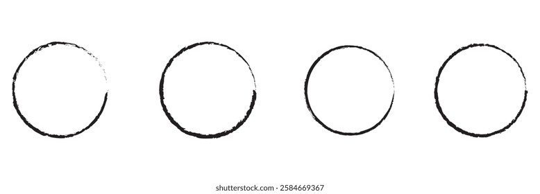Black circle brush stroke vector isolated on white background. Black circle brush stroke. vector brush strokes circles of paint on white background. Ink hand drawn paint brush circle. Black abstract 