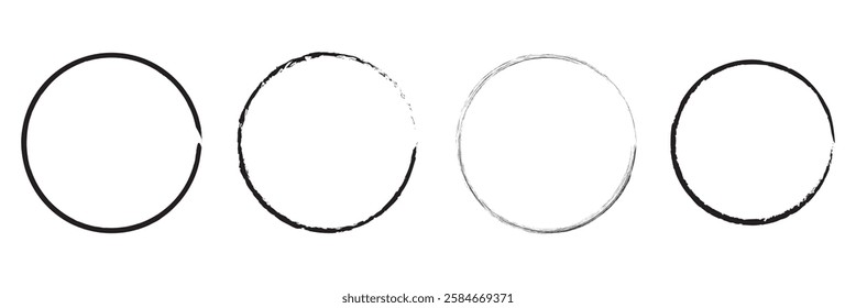 Black circle brush stroke vector isolated on white background. Black circle brush stroke. vector brush strokes circles of paint on white background. Ink hand drawn paint brush circle. Black abstract 