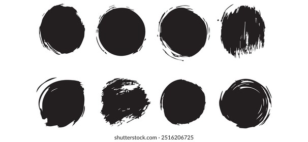 black circle brush with a white background design.