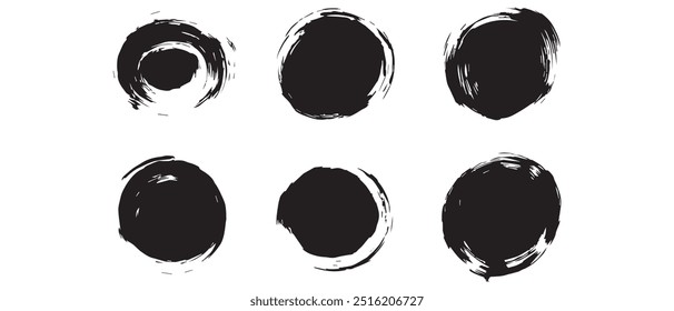 black circle brush with a white background design.