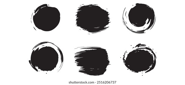 black circle brush with a white background design.