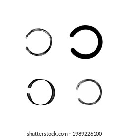 Black Circle Brush Zen, Enzo Logo, Sign, Icon Set Vector Illustration Template