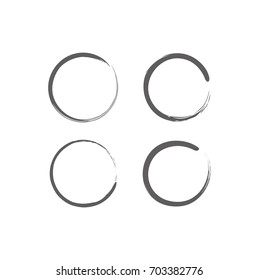 Black Circle Brush Zen, Enzo Logo, Sign, Icon Set Vector Illustration Template