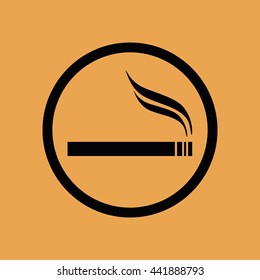 Black circle cigarette vector icon. Allowed smoking sign