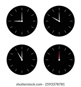 Black circle clock set design 