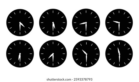 Black circle clock set design 