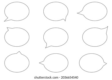 Black circle dialog frame icon set. Chat symbol. Communication concept. Ink drawing. Vector illustration. Stock image.