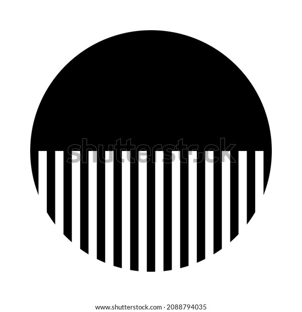 Black Circle Divided Horizontally In\
Half With Thin Strokes. Black And White Modern Poster. Abstract\
Wall Art. Digital Art Of Interior Decoration For\
Print