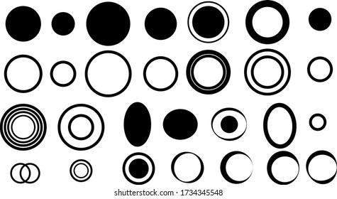 Black circle doddle set. set of circle vector.