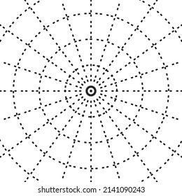 Black circle dotted line radar on the white background. Vector illustration.