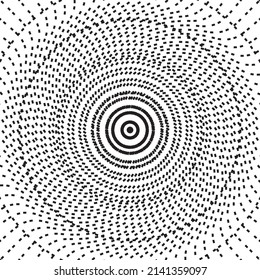 Black circle dotted line radar on the white background. Vector illustration.