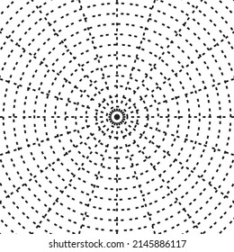 El radar de líneas punteadas del círculo negro sobre el fondo blanco. Ilustración vectorial.