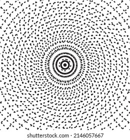 El radar de líneas punteadas del círculo negro sobre el fondo blanco. Ilustración vectorial.