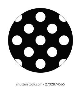 Black circle filled with numerous white circular shapes and voids