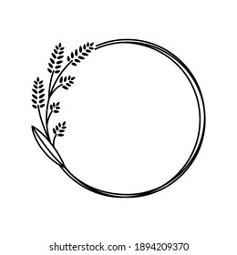 Marco de círculo negro con ramas delicadas. Elemento de diseño vectorial para invitaciones, tarjetas de felicitación, afiches, blogs. Aislado sobre un fondo blanco.