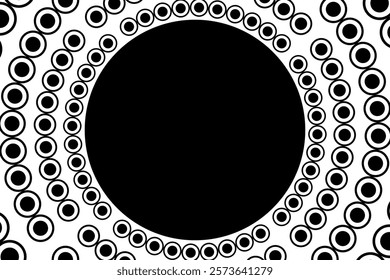 Black Circle Frame On White Background. Abstract Business Banner. Technology Wallpaper. Illustration. Futuristic. Minimal