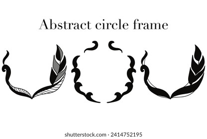 black circle frame set. Wreath ring border. Isolated with transparent background