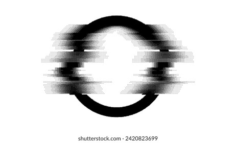 Cercle noir avec effet de dithering de pixels de jonction. Forme De Cercle Ronde, Texture Bruyante De Pixel. Forme géométrique déformée. Illustration vectorielle.