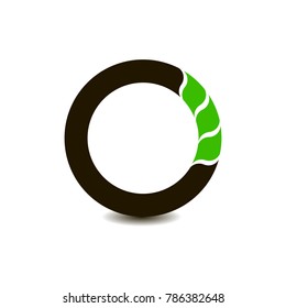 Black circle with green leaves