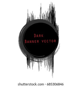 Black  circle grunge banner draw flat brush