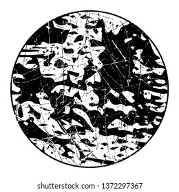 Black circle. Grungy round shape. Round stamp. Vector textures.