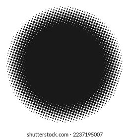 Black circle with halftone effect. Vector illustration