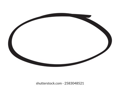 Black circle highlight, pen ovals doodle. Marker ellipses frames in sketch style. Hand drawn vector illustration isolated on white background