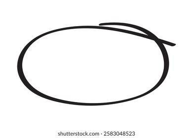 Black circle highlight, pen ovals doodle. Marker ellipses frames in sketch style. Hand drawn vector illustration isolated on white background