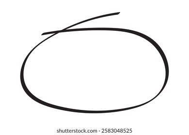 Black circle highlight, pen ovals doodle. Marker ellipses frames in sketch style. Hand drawn vector illustration isolated on white background