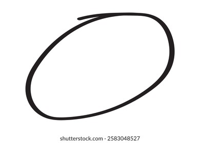 Black circle highlight, pen ovals doodle. Marker ellipses frames in sketch style. Hand drawn vector illustration isolated on white background